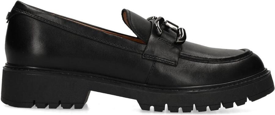 No Stress Dames Zwarte leren loafers met chain