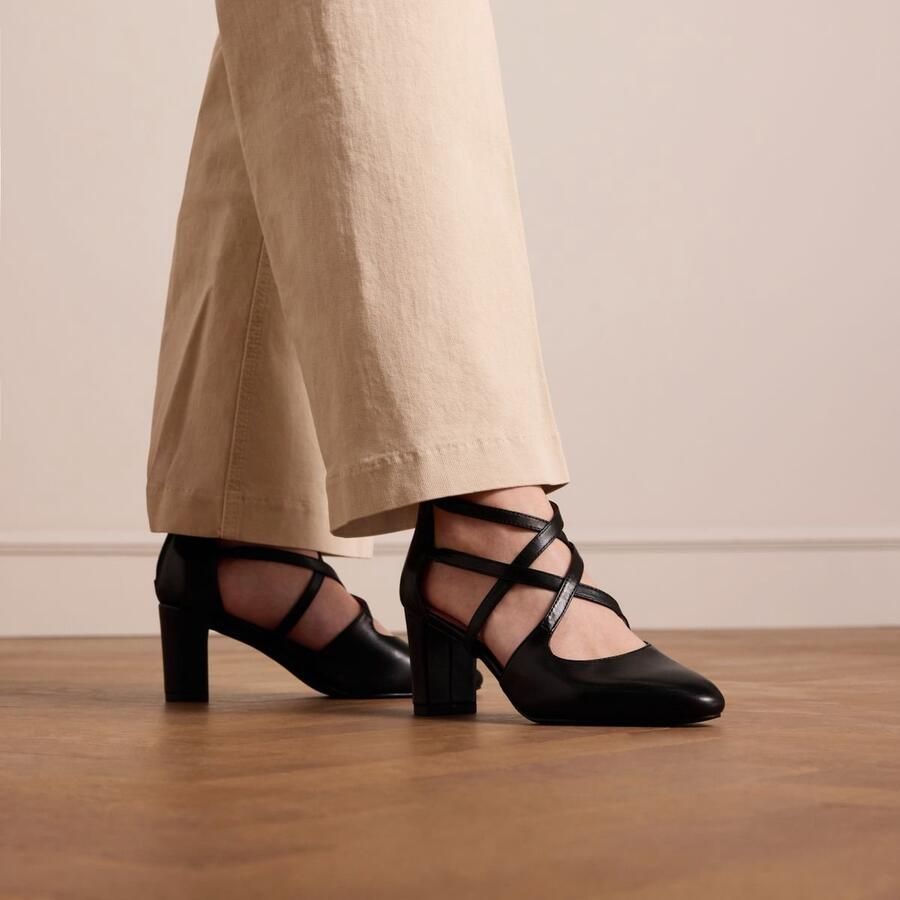 No Stress Dames Zwarte leren pumps met ritssluiting - Foto 2