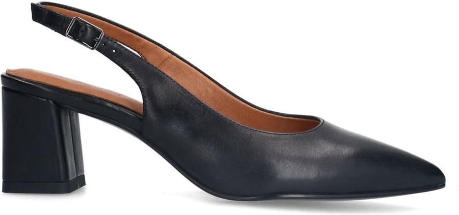 No Stress Dames Zwarte leren slingbacks