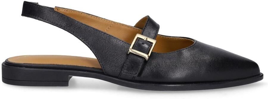 No Stress Dames Zwarte leren slingbacks