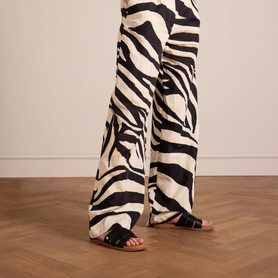 No Stress Dames Zwarte leren slippers - Foto 3