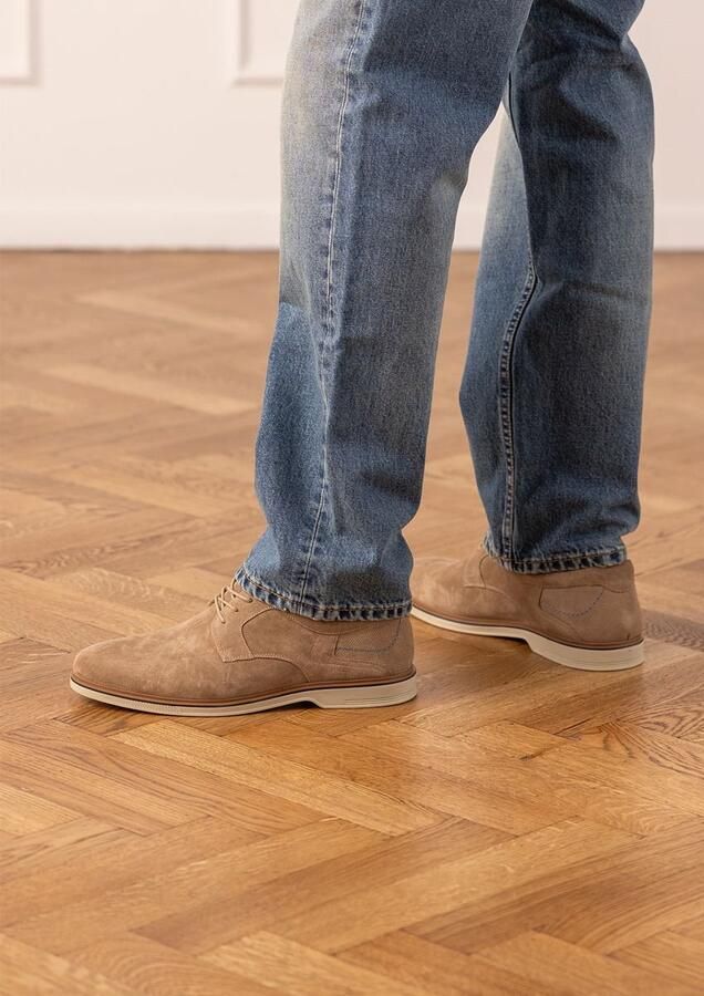 No Stress Heren Beige suède veterschoenen