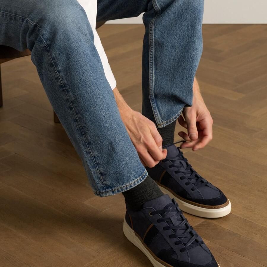 No Stress Heren Blauwe nubuck sneakers