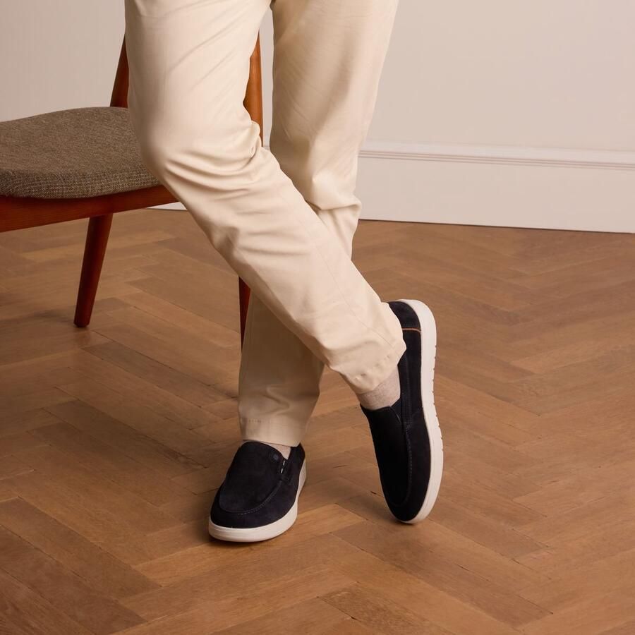 No Stress Heren Blauwe suède loafers - Foto 1