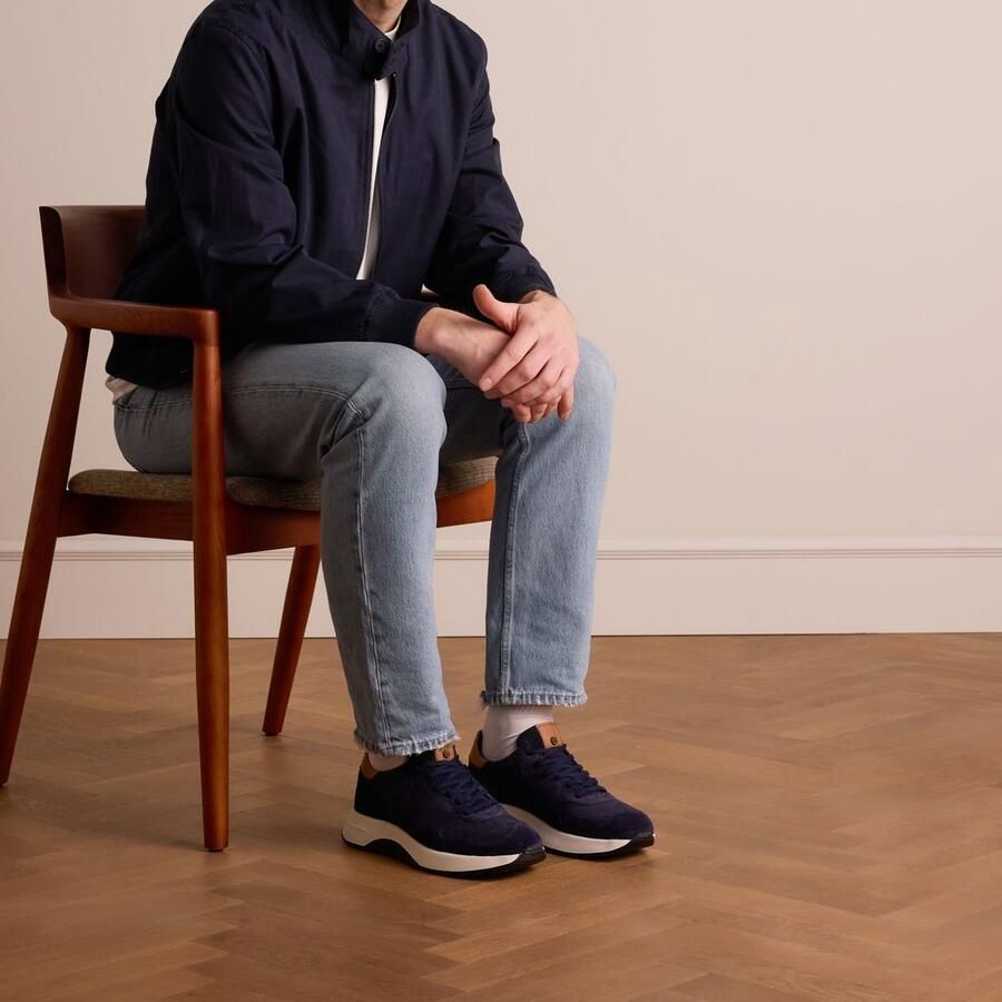 No Stress Heren Blauwe suède sneakers - Foto 3