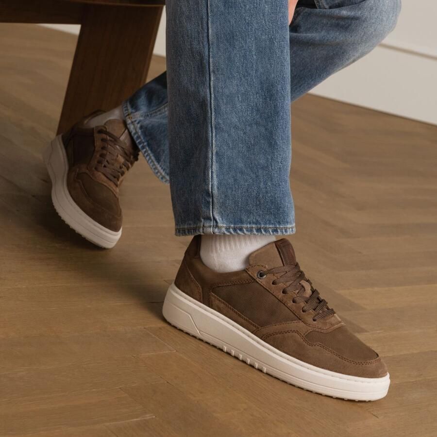 No Stress Heren Bruine nubuck sneakers