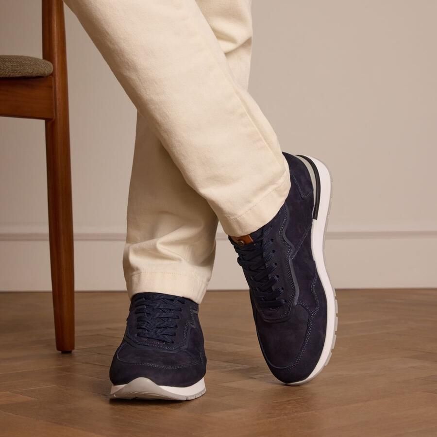 No Stress Heren Donkerblauwe nubuck sneakers