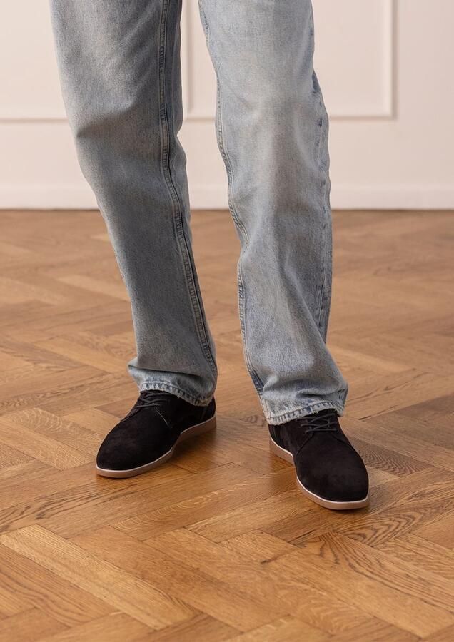 No Stress Heren Donkerblauwe suède veterschoenen