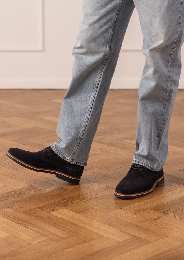 No Stress Heren Donkerblauwe suède veterschoenen