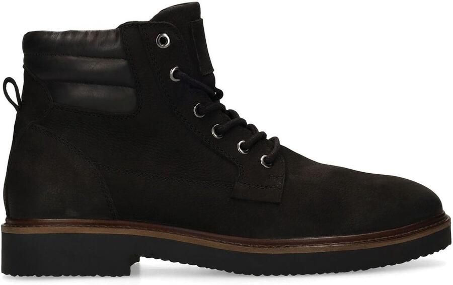No Stress suède veterboots met profielzool zwart