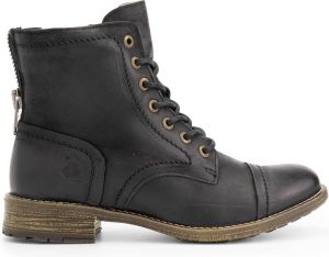 NoGRZ A.Aalto Leren enkellaarzen Dames Wol gevoerde veterschoenen Zwart Leer