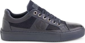 NoGRZ A.Maggi Leren damessneakers gevoerde veterschoenen Blauw Leer