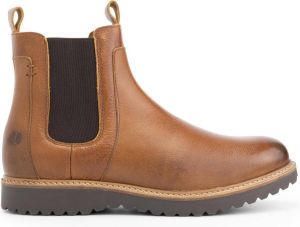 NoGRZ A.Palldio Chelsea boots heren Wol gevoerde enkelaarzen Cognac Bruin Leer