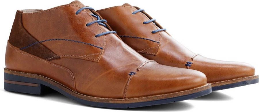 NoGRZ F.L.Wright Hoge leren veterschoen heren Cognac - Schoenen.nl