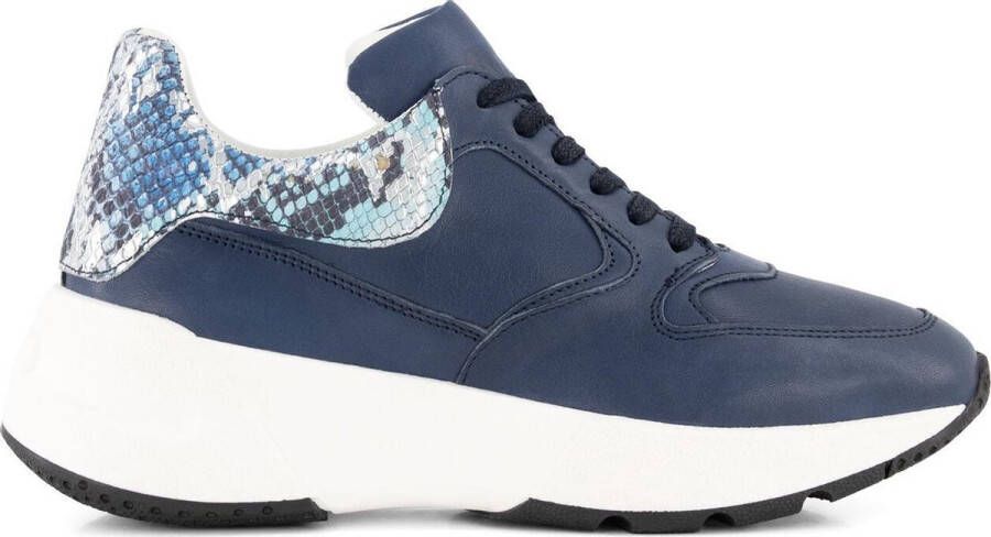 NoGRZ J.Fischer Leren Dames Dad sneakers Veterschoenen Blauw Leer