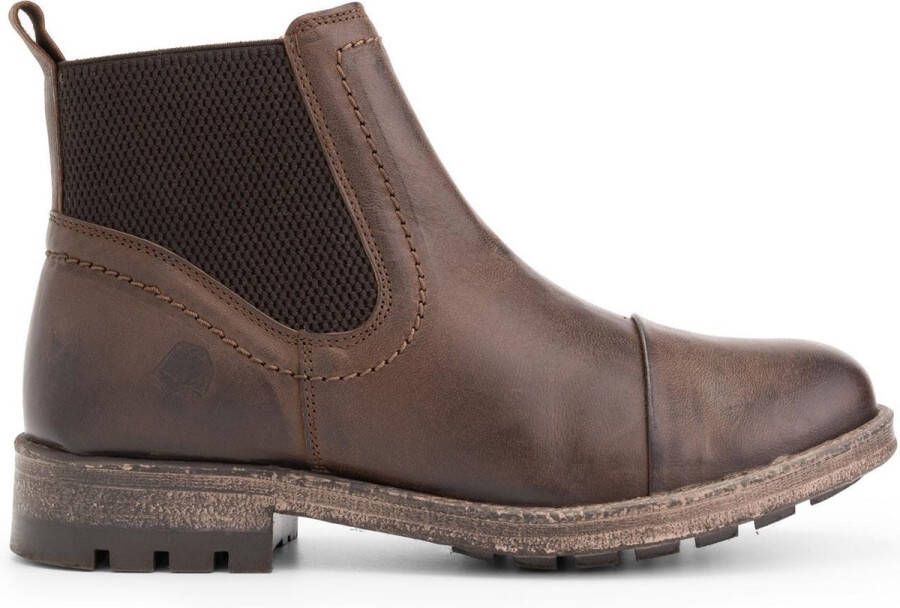 NoGRZ J.Webb Chelsea boots Dames Wol gevoerde enkelaarzen Donkerbruin Leer