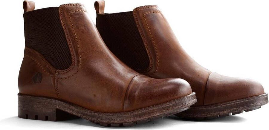 NoGRZ J.Webb Dames Leren enkellaars Winter Chelsea boots Wol gevoerd Cognac