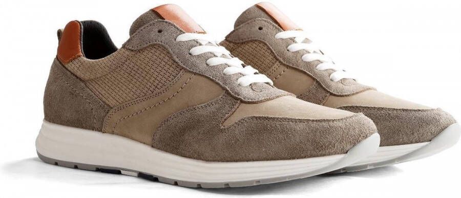 NoGRZ M.DeLayens Leren heren sneaker Taupe - Schoenen.nl