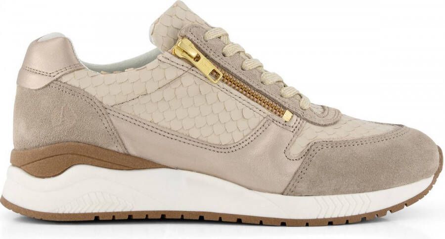 NoGRZ . M.Safdie Leren dames sneakers Taupe Leer - Schoenen.nl