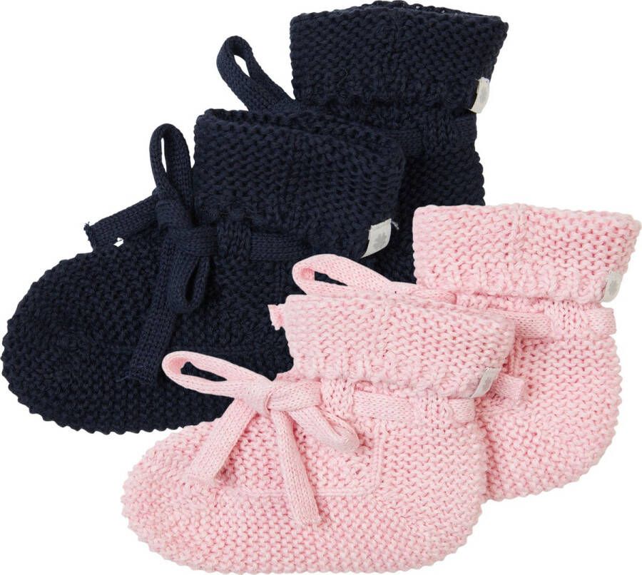Noppies Geschenkverpakking Gebreide slofjes Nelson 2paar Baby Biologische katoen Giftset Cadeaudoosje Newborn Kraamcadeau Babyshower Sint Rose Melange Navy