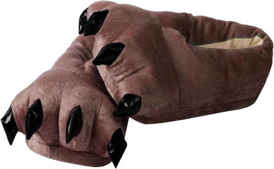 Northix Zachte pantoffels met klauwen bruin