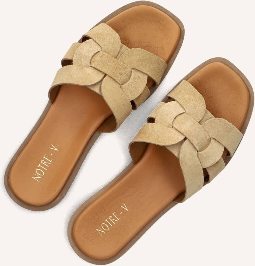 Notre-v Beige Zomerslippers met Vierkante Neus - Foto 2