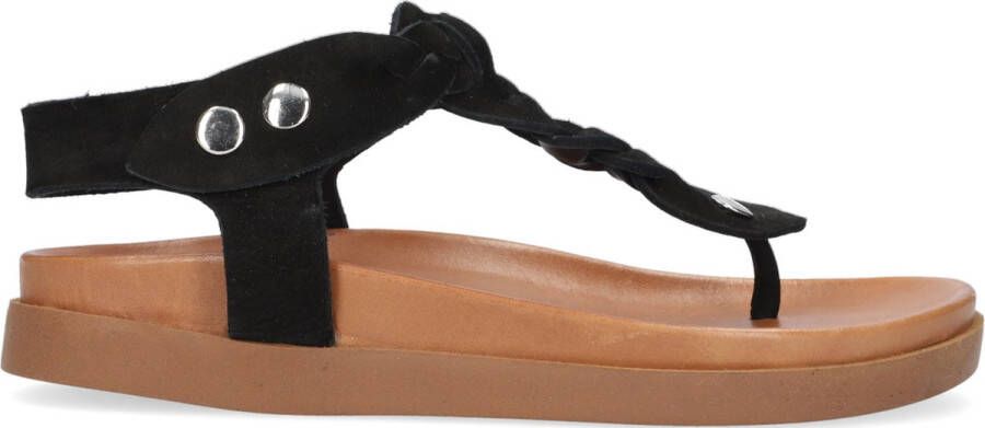 Notre-v Gevlochten Zwarte Leren Sandalen Black Dames - Foto 2