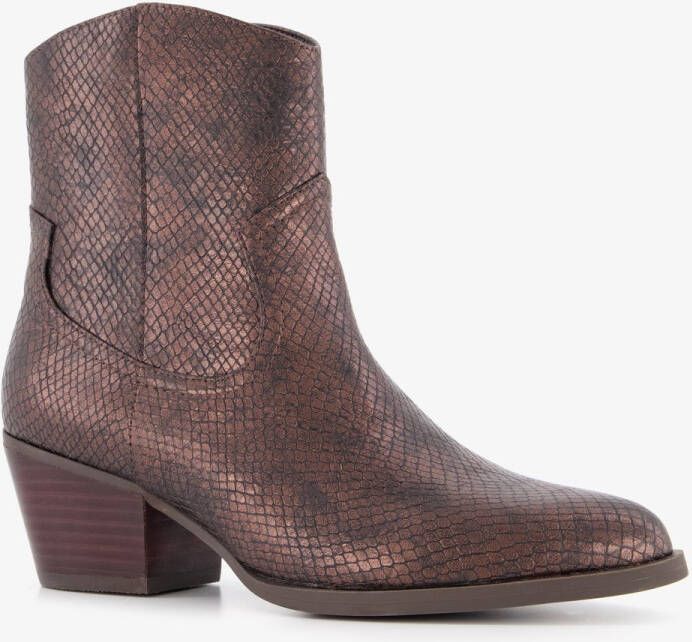 Nova dames cowboylaarsjes met slangenprint bruin