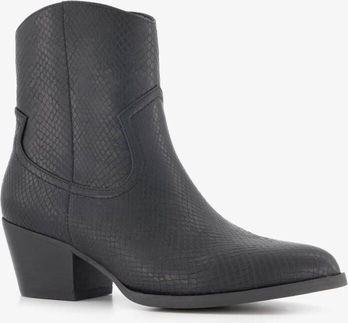 Nova dames cowboylaarsjes met slangenprint zwart