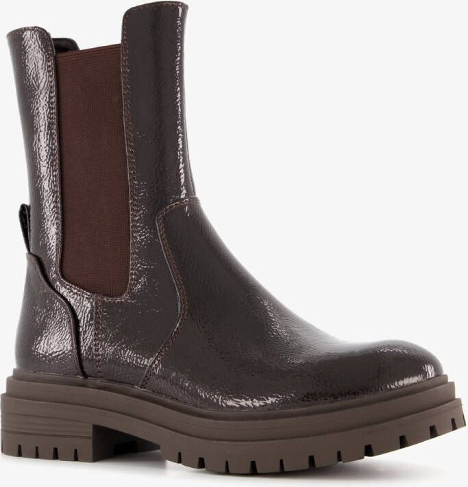 Nova dames lak Chelsea boots bruin