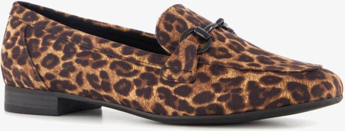 Nova dames loafers met gesp en panterprint bruin