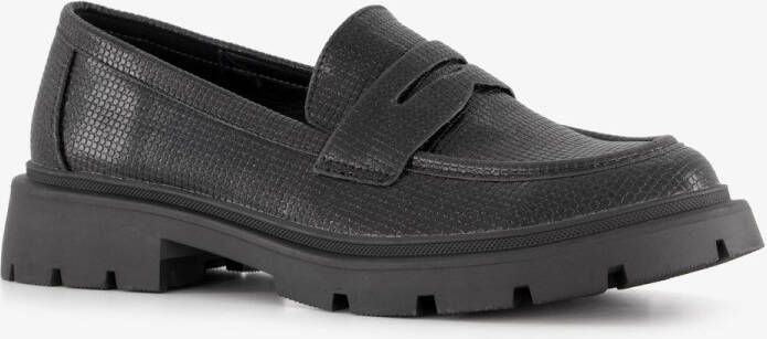 Nova dames loafers met slangenprint zwart