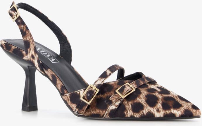 Nova dames pumps met panterprint en stilettohakken zwart bruin