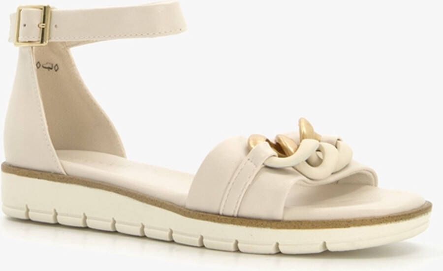 Nova dames sandalen wit met gouden detail