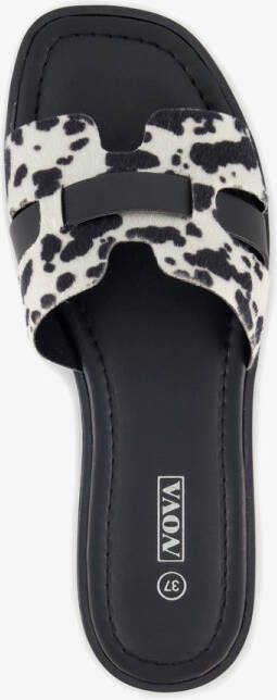 Nova dames slippers met koeienprint Zwart