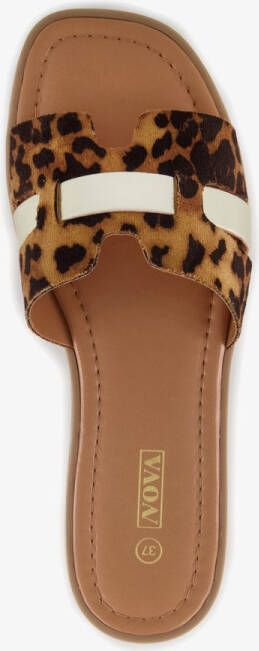 Nova dames slippers met luipaardprint Bruin