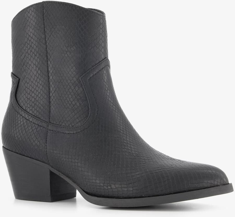Nova dames cowboylaarsjes met slangenprint zwart