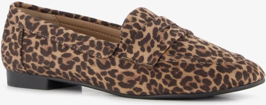 Nova dames loafers met panterprint bruin