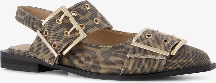 Nova dames panterprint slingbacks met gespen Bruin