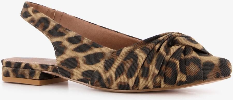 Nova dames panterprint slingbacks met knoop Bruin