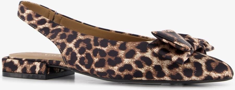 Nova dames slingbacks met strik en panterprint Bruin