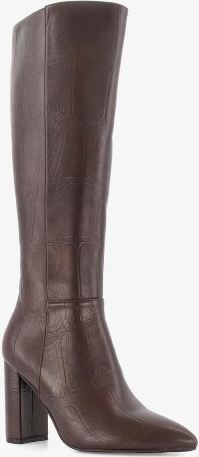 Nova hoge dames croco laarzen met hak bruin