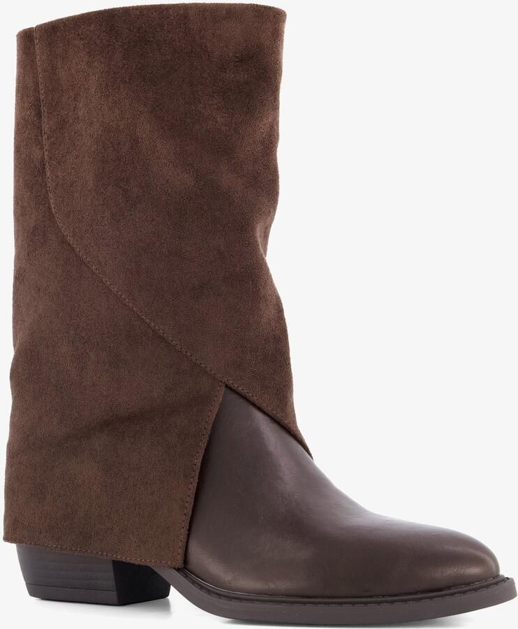 Nova slouchy dames cowboylaarzen met omslag bruin