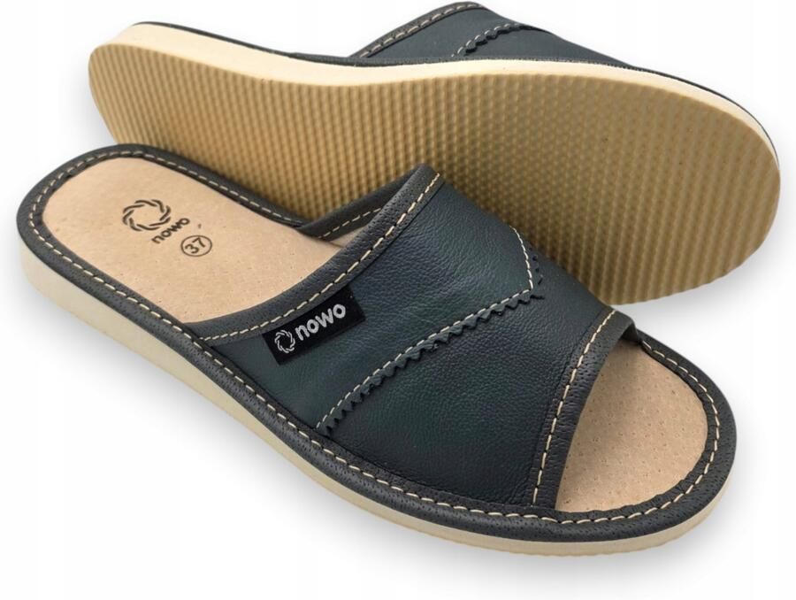 Nowo Dames Leren Pantoffels Blauw Comfortabel & Stijlvol