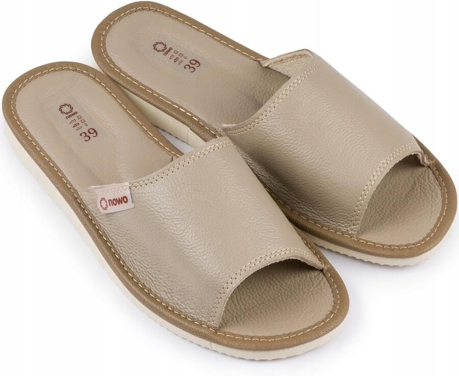 Nowo Dames Leren Pantoffels Comfortabele Huisschoenen van Natuurlijk Leer