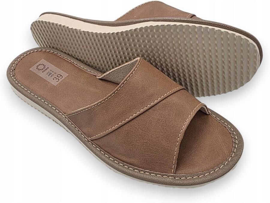 Nowo Dames Pantoffels Comfortabel Bruin Leerlook