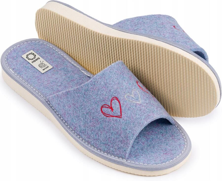 NOWO Dames Pantoffels Filc Blauw Comfortabel & Ademend