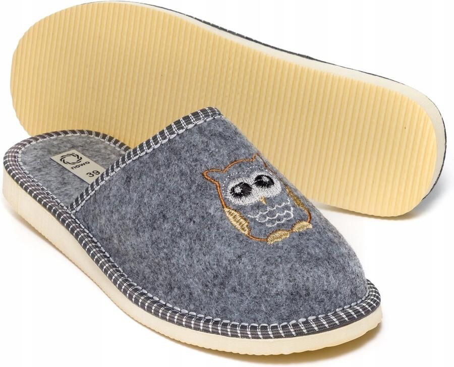 Nowo Dames Pantoffels Filc Comfortabel Grijs Nederlands