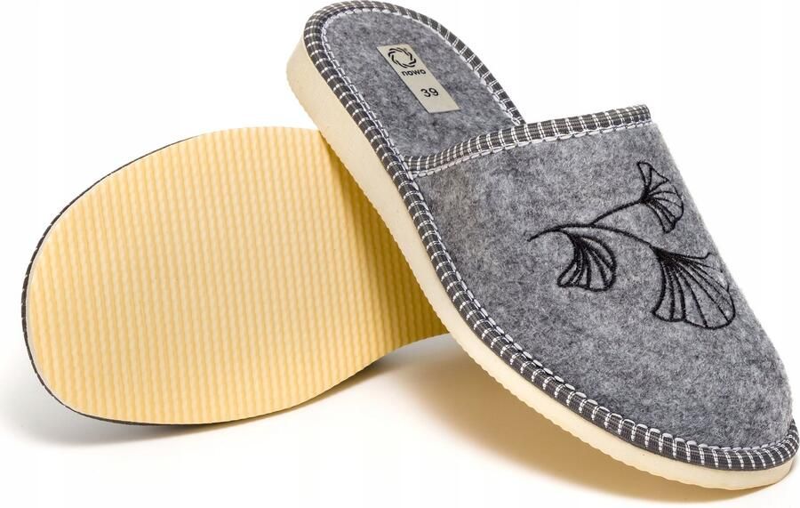 Nowo Dames Pantoffels Grijs Comfortabele Vilten Huisschoenen