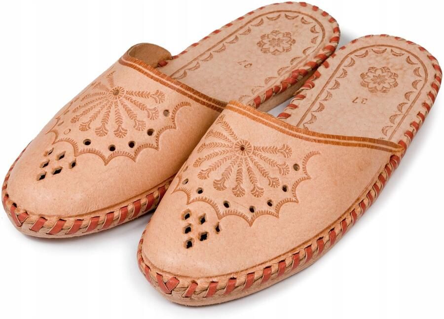 Nowo Dames Pantoffels van Leer Bruin
